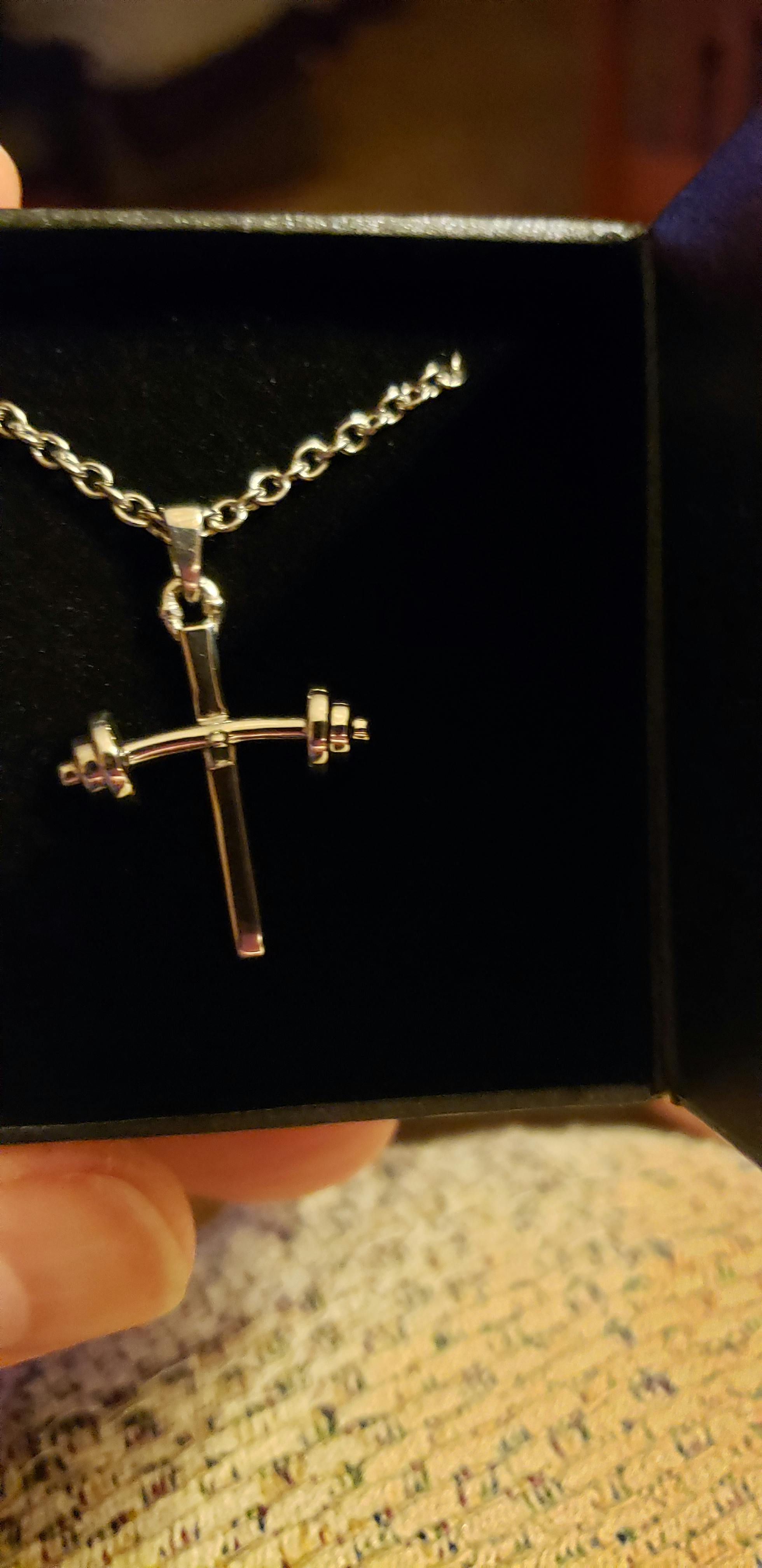 Barbell Small Cross Necklace All In Faith